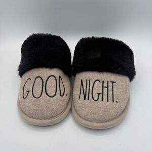 Rae Dunn Good Night Slippers Women's Size S Fuzzy Comfort‎ Cozy Slip On